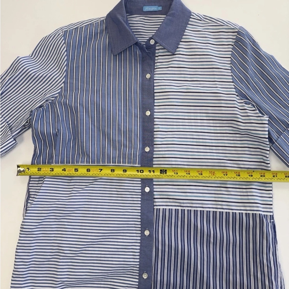 J. McLaughlin Miranda Multi Striped Shirt Dress Size Med 100% Cotton MSRP $228 - Picture 7 of 12